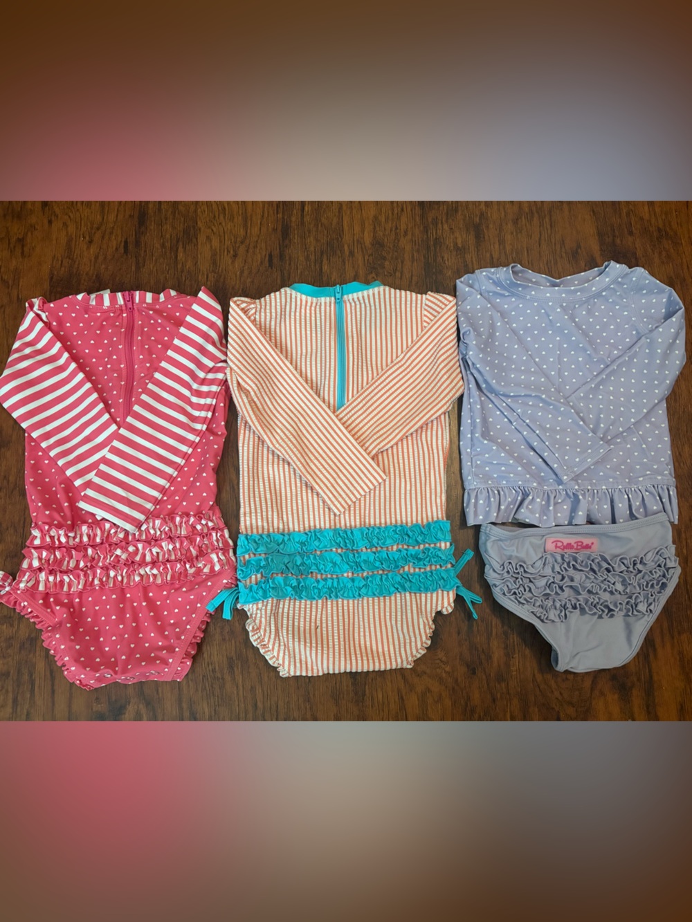 Ruffle Butts Pink, Orange, Turquoise & Lavender Girls' One-Piece Swim Lot